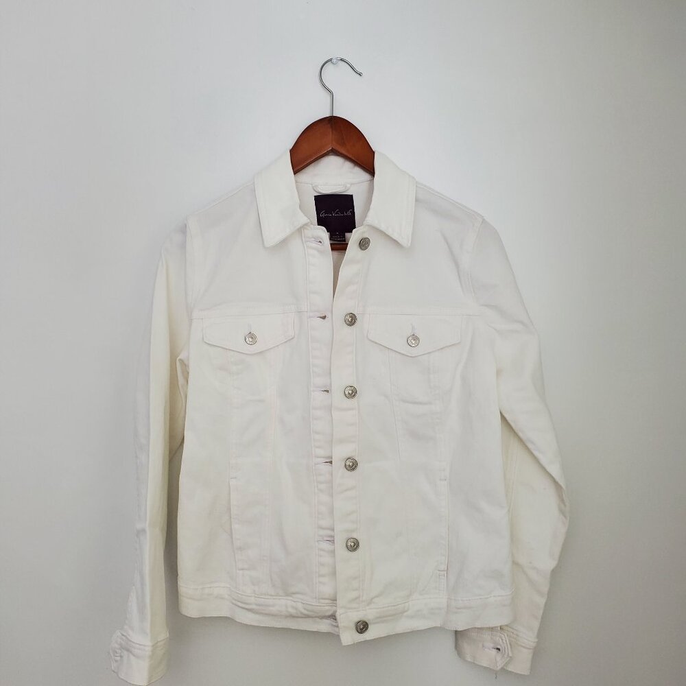 Gloria Vanderbilt Amanda White Jean Jacket with Button Down Pockets Size Small